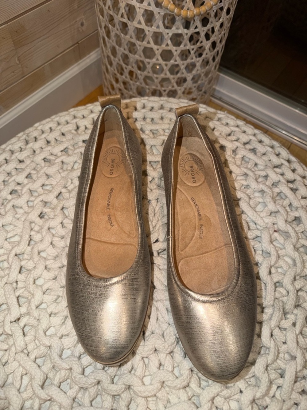 Brioso Metallic Gold Ballet Flats Size 8.5 New